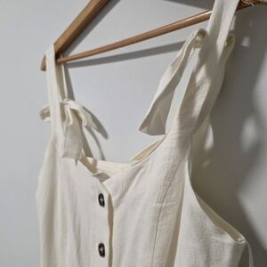 Cream Sleeveless Button-Down Top